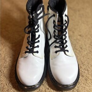 Doc‎ Martens White Lace-Up Women’s 5 Boots with Black Accents